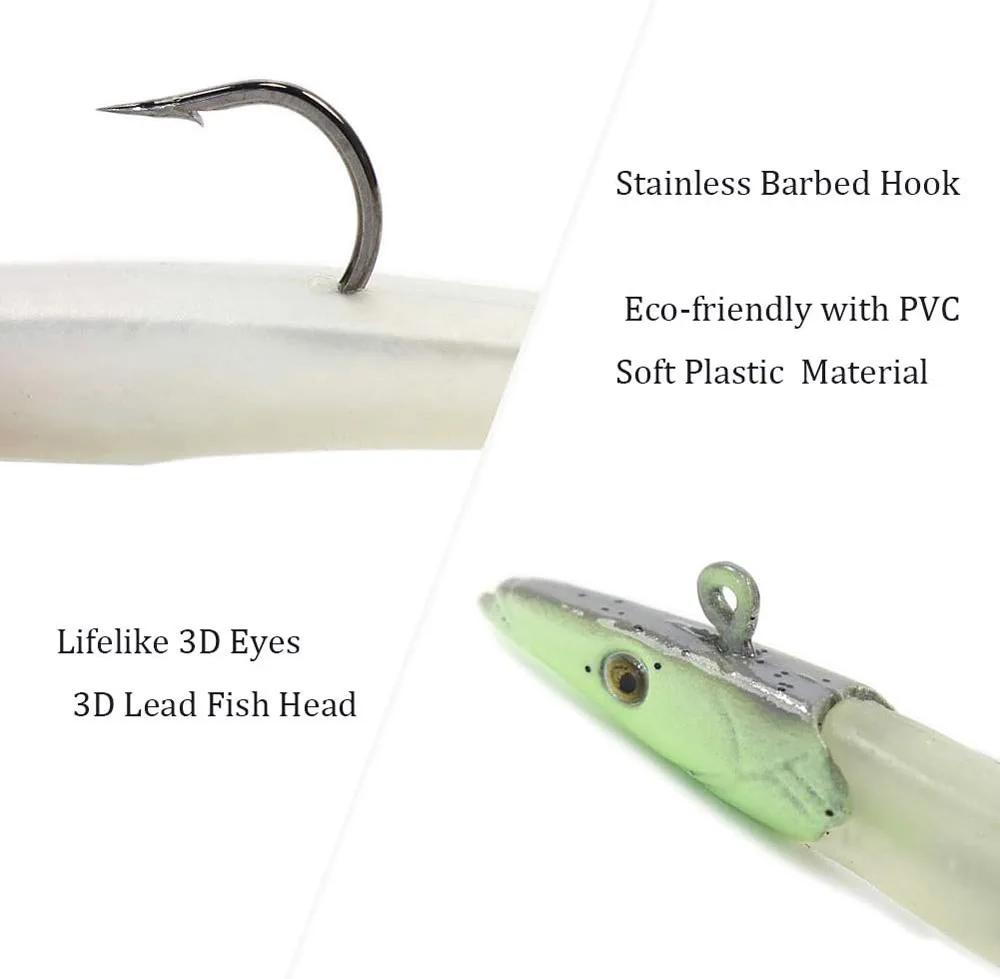 5er-Set Leuchtende Crazy Fish Soft Jigköpfe 10g 11cm Schwing-Swimbait T-Tail Köder für Weitwurf-Meeresangeln – Gewichts-Köder-Kit – Detail 3