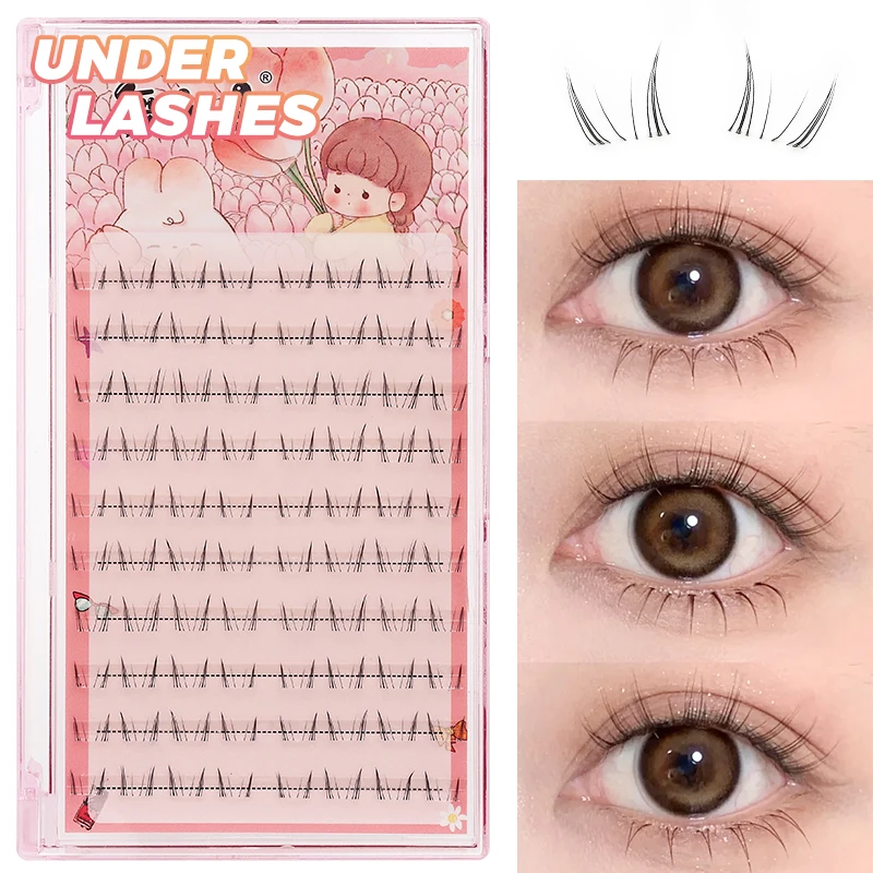 DINGSEN Under Eyelashes 10 rows Individual Natural Long Lashes Makeup Short Bottom Eye Segmented Lower Lashes Extension