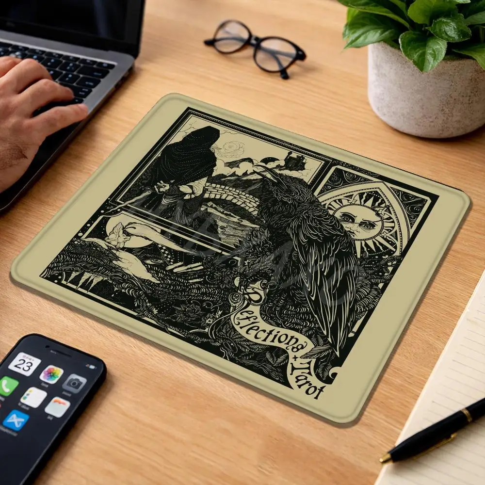 HYBXAXC Vintage Tarot Crow Dark Retro Print Small Mouse Pad Desktop Computer Keyboard Wireless Mouse Boy Girl Gift