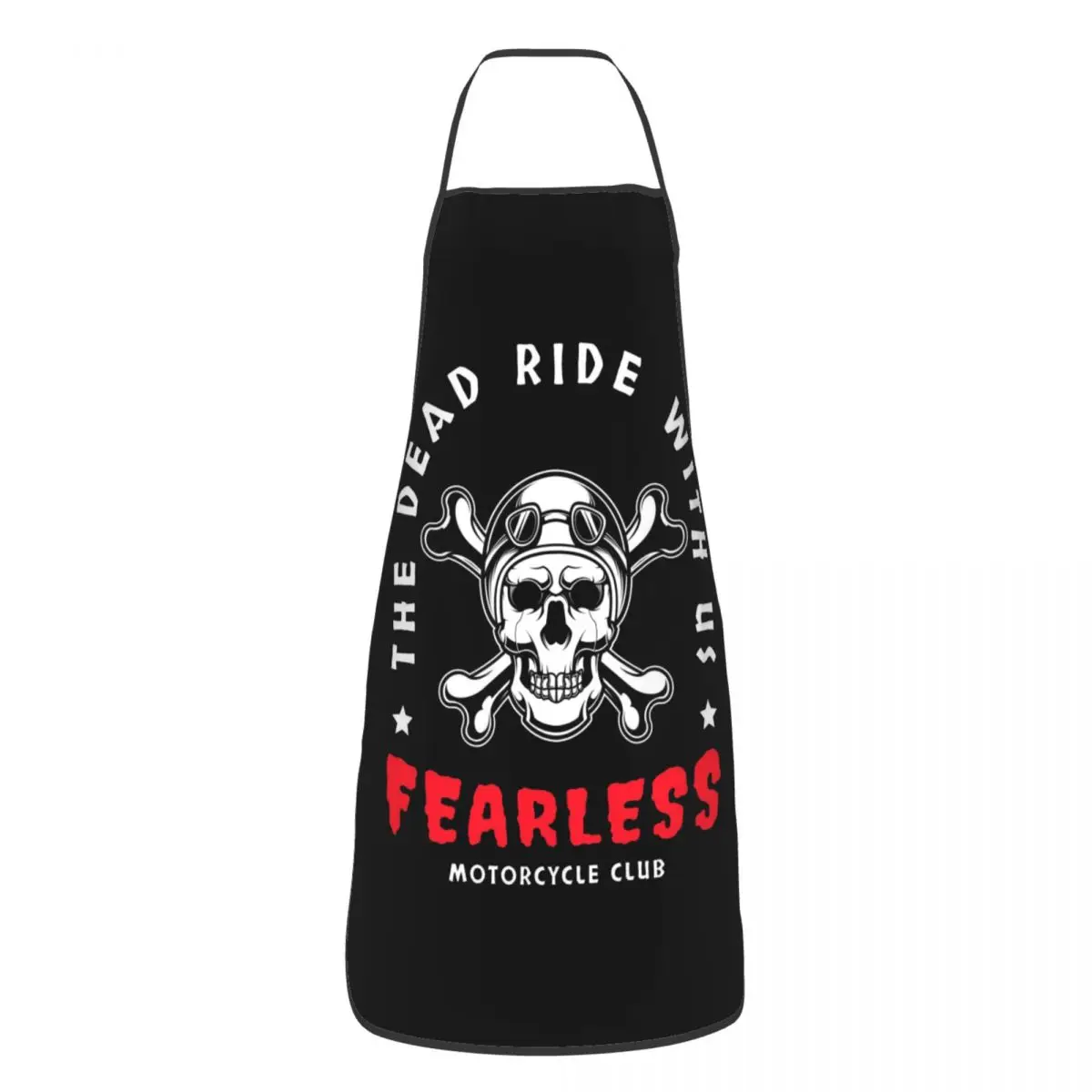 

Custom Rockabilly Motorcycle Rider Rock Skull Apron for Women Men Unisex Bib Kitchen Cooking Tablier Cuisine Chef Painting