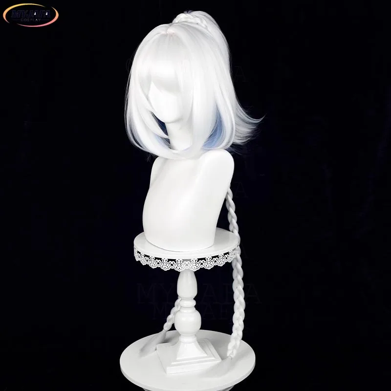 Mu눈 Cosplay Wig Game Meztli Mu ert White Blue Mixed Long Braided Heat Resistant Synthetic Hair Halloween Wigs + Wig Cap