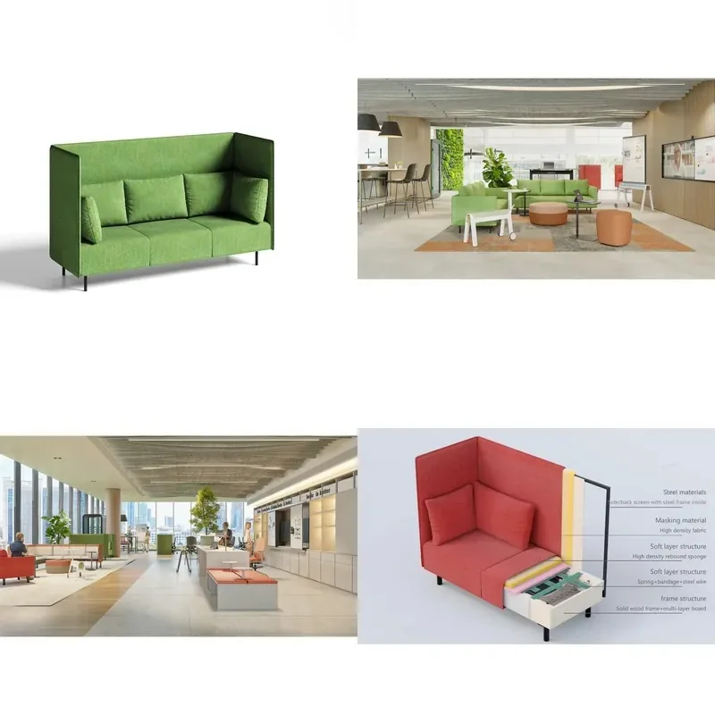 High back three-seater modern fabric sofa high density foam spring elastic webbing solid wood mortise frame metal living