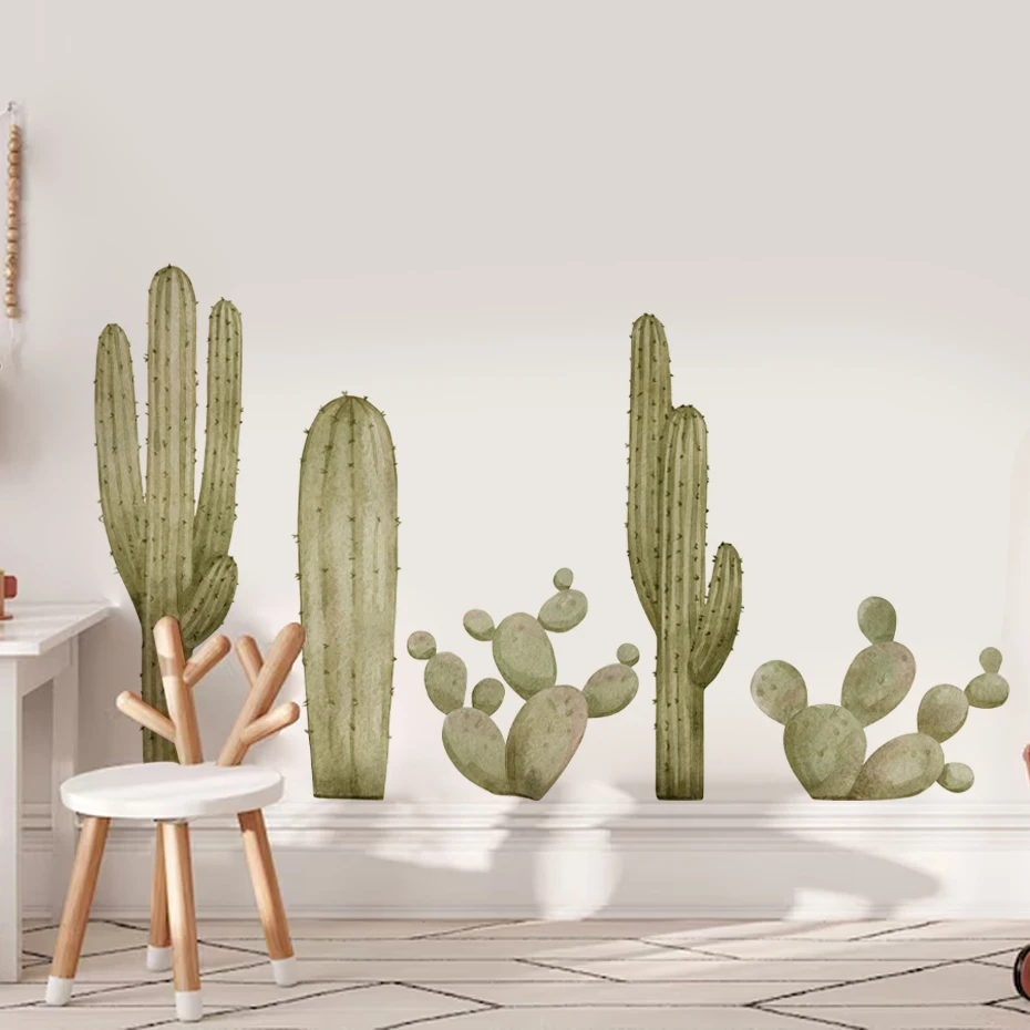 

Watercolor Cactus Plant Wall Stickers for Living Room Decor Children Kids Room Bedroom Decoration Wall Decals