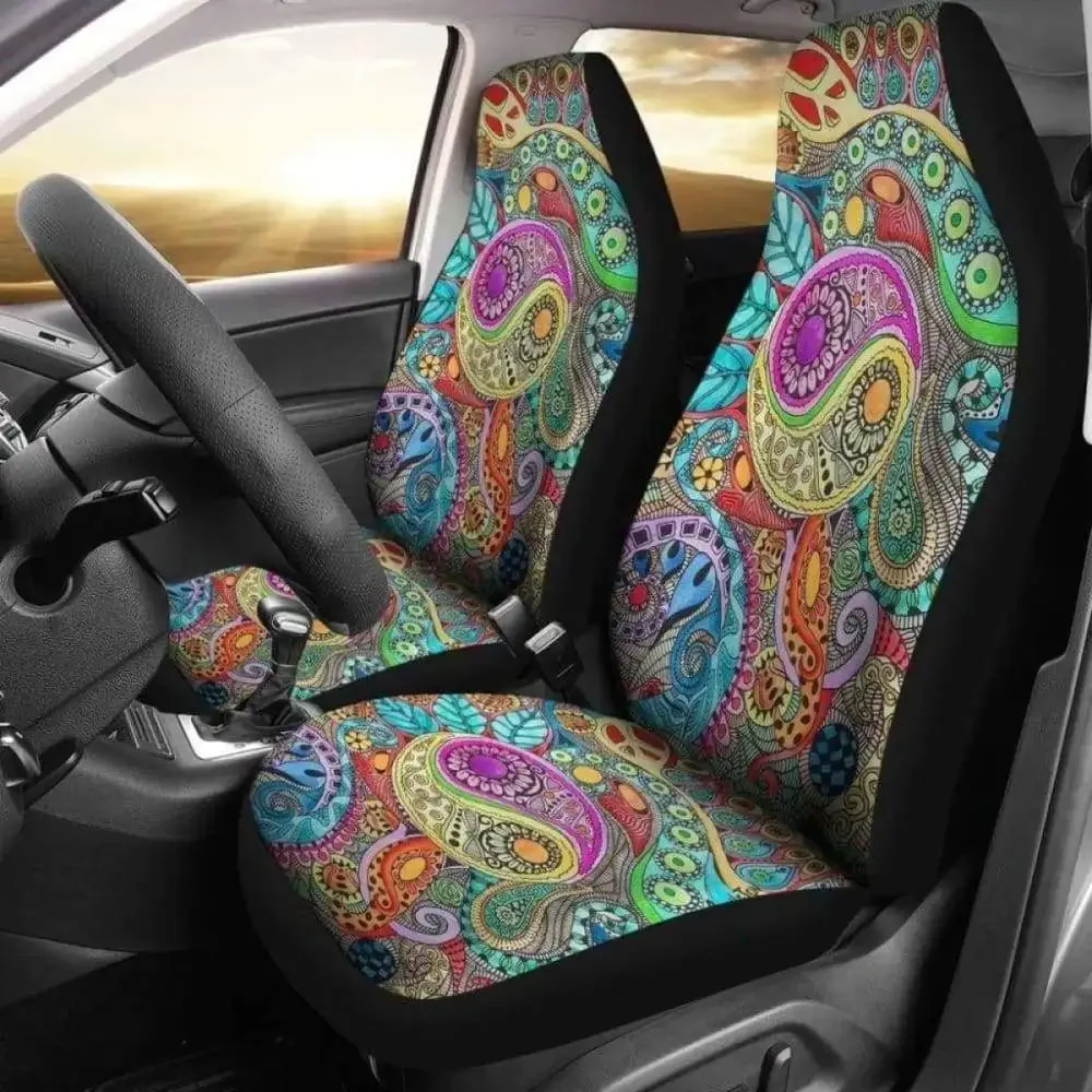 Hippie Peace Chakra Car Seat Covers | Give Your Car A Makeover! 202820,Pack of 2 Universal Front Seat Protective Cover