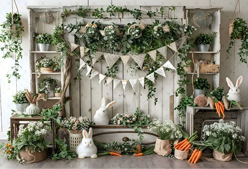 Mehofond التصوير خلفية الربيع أرنب عيد الفصح البيض الاطفال حفلة عيد ميلاد كعكة سحق صورة ديكور خلفية استوديو الصور