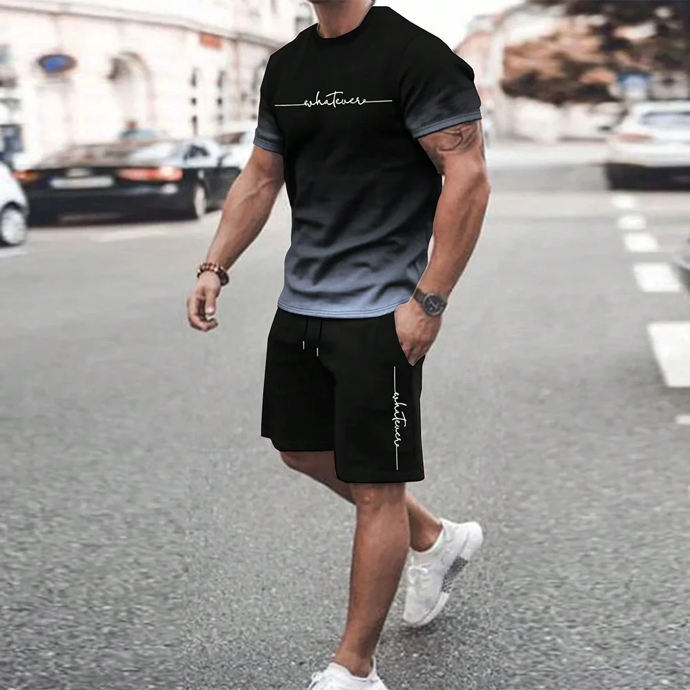 2024 New 3D Men Oversized Loose Quick Drying Summer Suit Trendy Summer Casual Also Suitable For Sports Shorts Short Sleeved