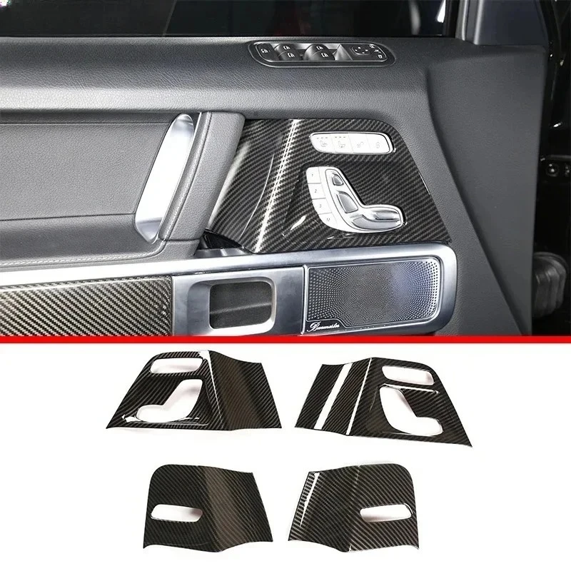 For Mercedes-Benz G-Class W464 Real Dry Carbon Fiber 19-24 Interior Seat Adjustment Switch Panel Trim Protect Cover Accessories