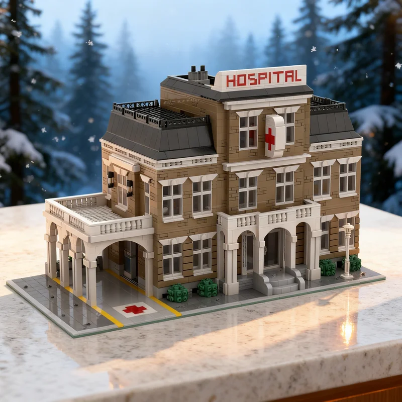 

3836 деталей MOC MB23: Модульная модель больницы для строительства городского пейзажа, креативный подарок, коллекционный декор, премиум-класс для детей и взрослых