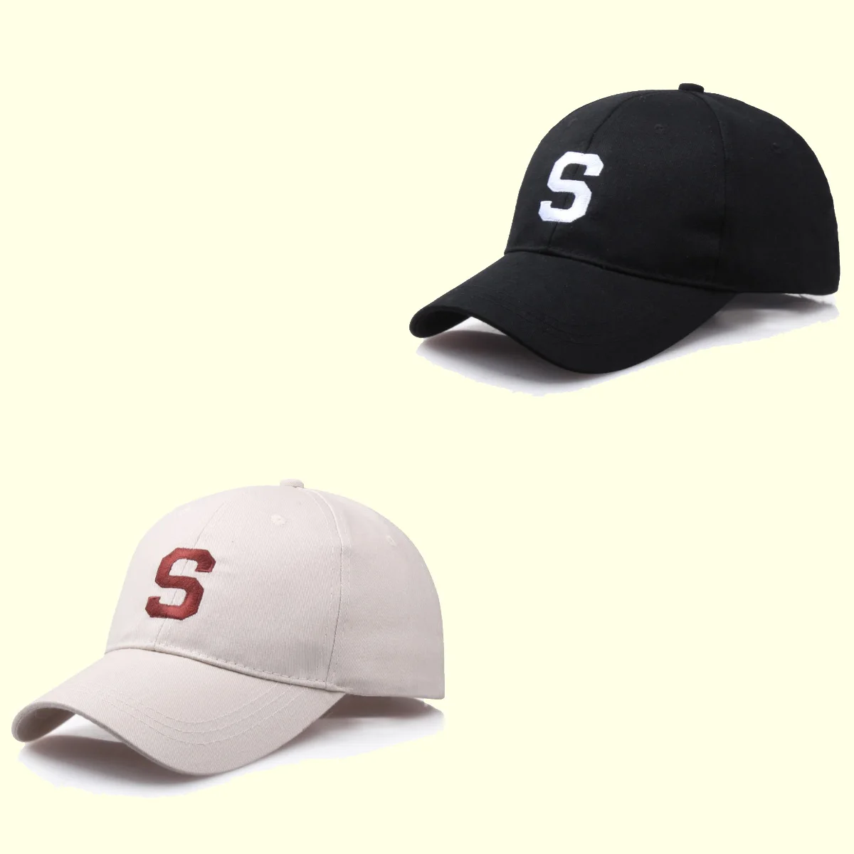 

S Letter Embroidery Baseball Cap Travel Walk Outdoor Sunshade Hat Simple Four Seasons Solid Color Street Trend Duckbill Cap