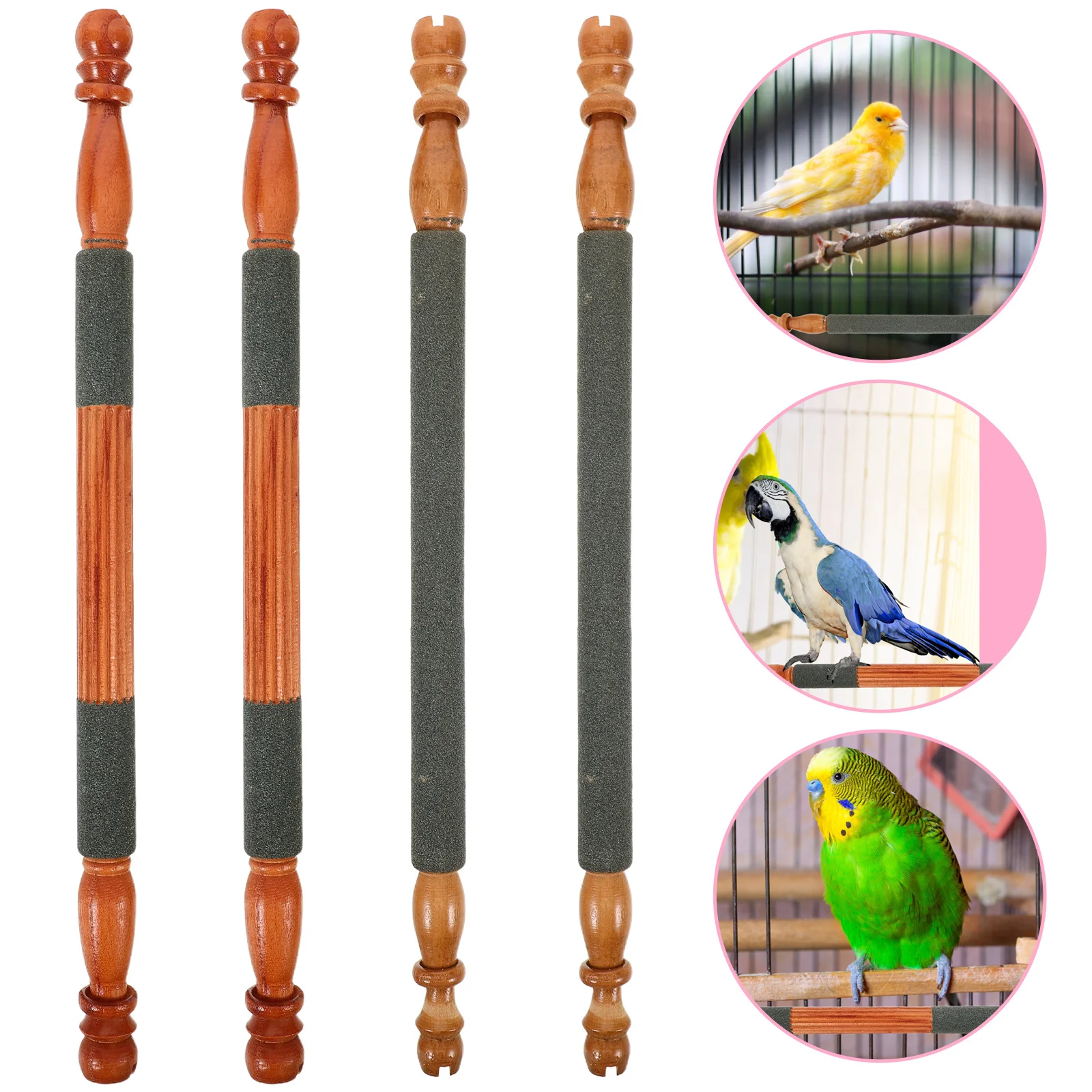 

4Pcs Bird Cage Perch Sanded Rough Surface Parrot Perch Stands for Beak Grinding Nail Maintenance Small Bird Cage Accessories