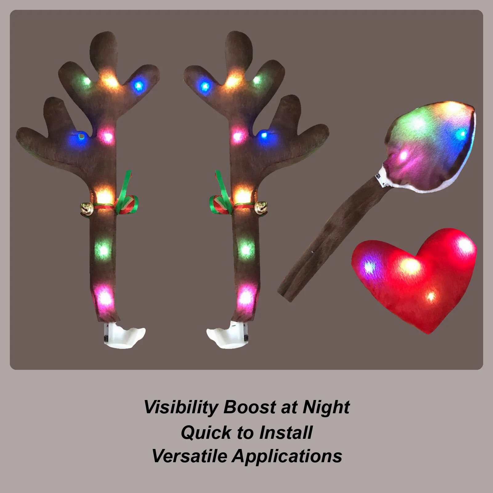 

Reindeer Car Antlers Festive Costume With LED Lights Reindeer Car Kit For Holiday Van Party Seasonal Celebration Festive Drive