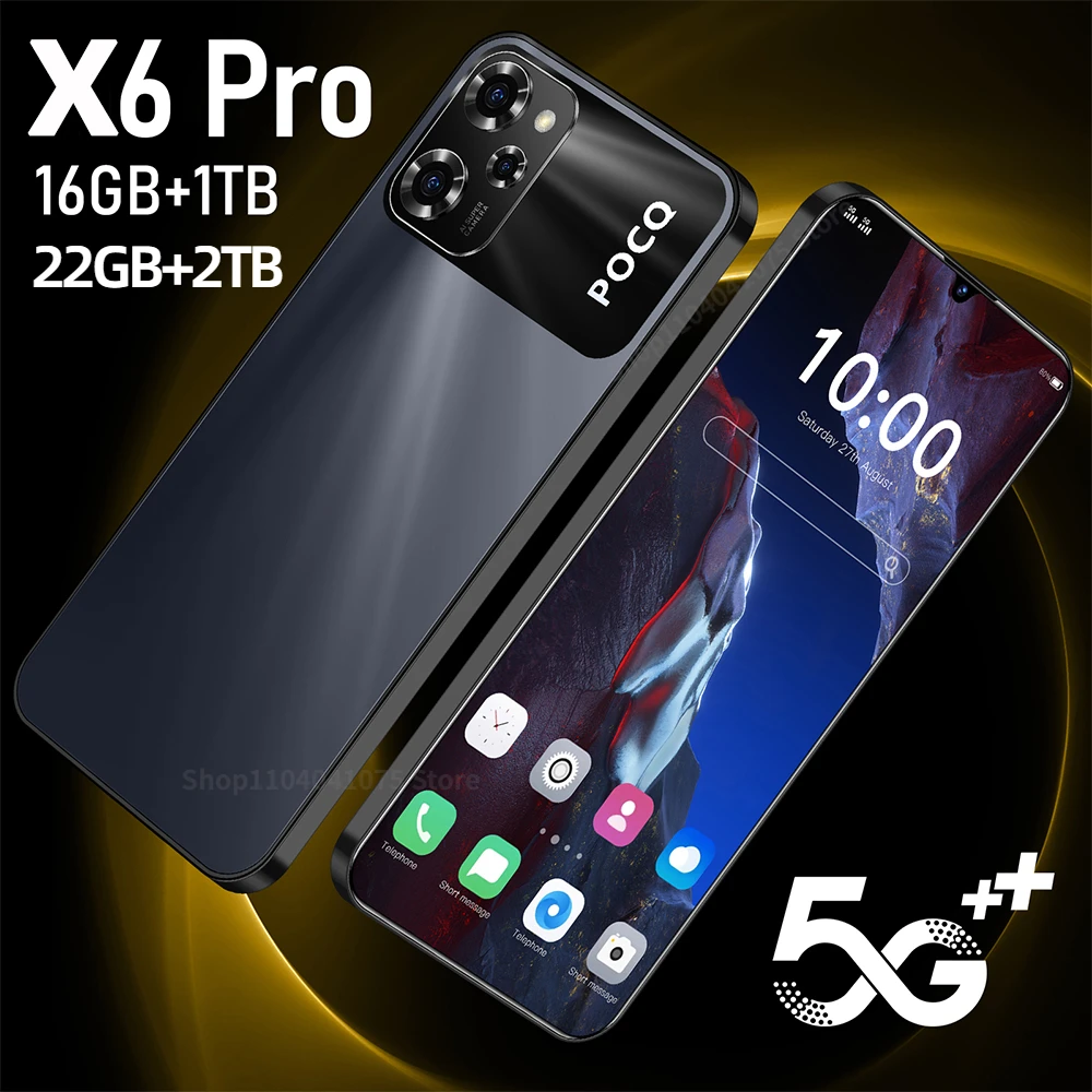 

Original X6Pro Smartphone 7.3inch Global Version Mobile Phone 16G+1TB Face Recognition Cell Phone Android 5G Dual Sim Cellphones