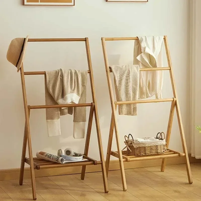 Bedroom Wood Hangers Floor To Floor Space Arrangement Storage Shelf Bathroom Laundry Shelving Foldable Towel Rack