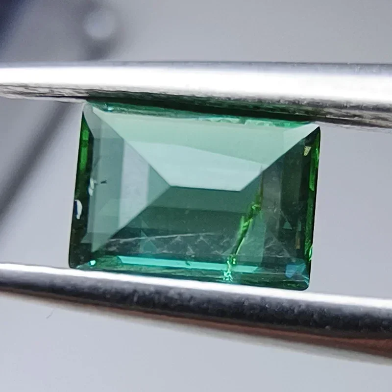 Lab Grown Zambian Emeralds Rectangle Shape Hydrothermal Hand Cutting with Cracks Inclusions Inside Selectable AGL Certificate