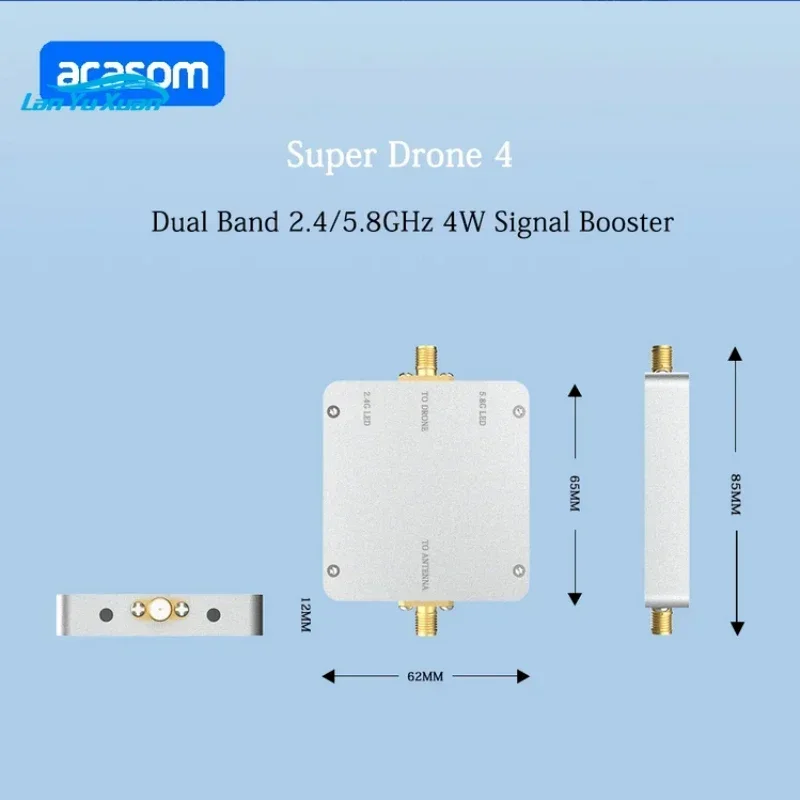 مضخم صوت ثنائي الاتجاه 4 وات 36dBm 2.4 & 5.8 جيجا هرتز RX وTX ثنائي القناة تردد 2.4 جيجا هرتز 5.8 جيجا هرتز معزز للصوت