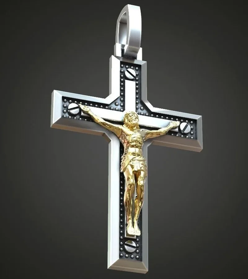 

4.5g Cross Christian Jesus Crucifixion Screws Gold Pendant Women Customized 925 SOLID STERLING Silver Pendant