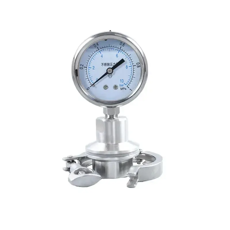 60mm Diameter Air Oil Water Stainless Steel Shock Resistant Diaphragm Pressure Gauge Quick Mount Clamp Chuck YNTP60BF