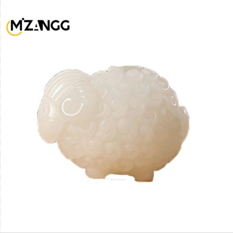 Hetian Jade Twelve Zodiac Sheep White Jade Pendant Zodiac Sign Three-dimensional Pendant Male and Female Couple Holiday Gift