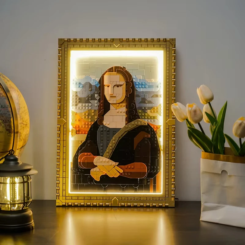 DIY Mona Lisa Building Blocks – World Famous Painting Replica,Bricks Kit,Iconic Smile and Landscape Background, Perfect for Gift