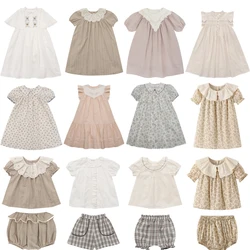Lou Brand 2024 New Summer Kids Dress for Girls Cute Print Short Sleeve Princess Dress Baby Child Fashion Outwear Clothing