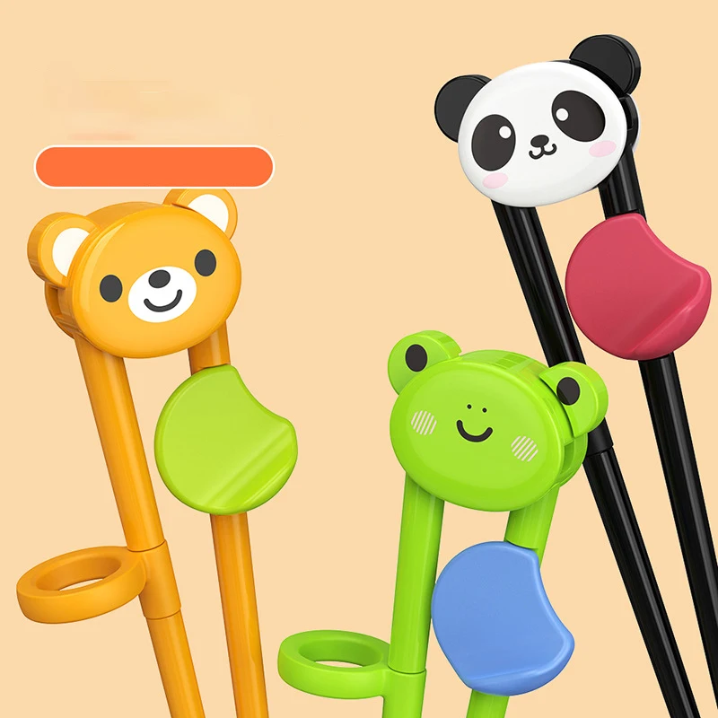 Cartoon Kids Learning Training Chopsticks Animal Head Chopsticks Children Helper Chopsticks Baby Cutlery For Right Hand Use