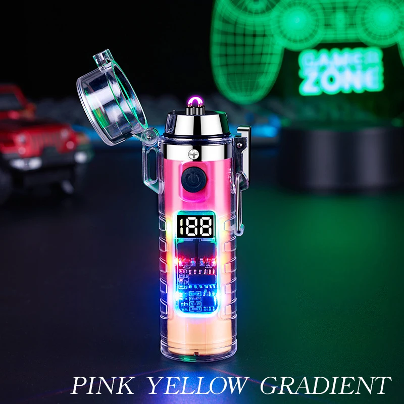 Netizen Transparent Shell Flashlight Arc Lighter Outdoor Adventure Lighting Digital Display Type-C Port Charging