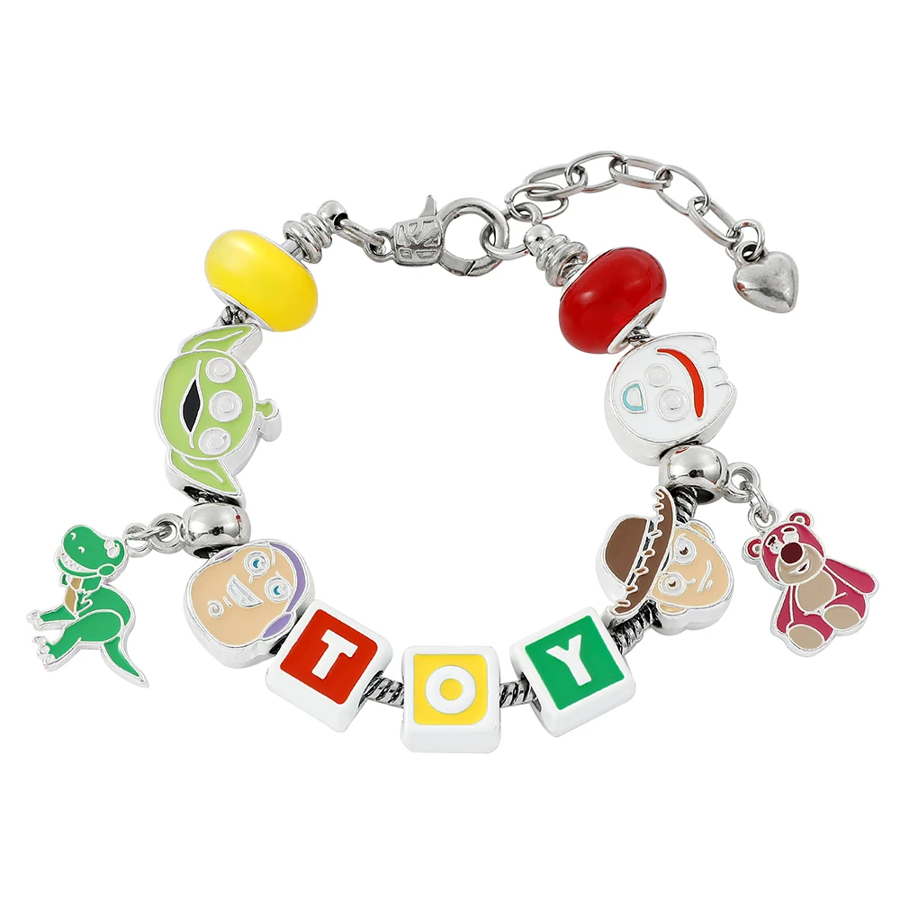 Toy Story Silver Color Charm Bracelets for Women and Girls, Jewelry Gift, Fits DIY, Lotso Bear Beads Bracelet, Wholesale