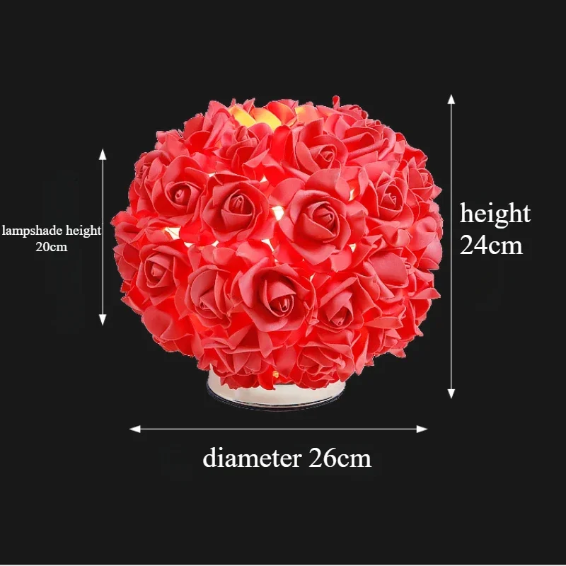 좋은 북유럽 장미 꽃 꽃다발 테이블 램프 로맨틱 침대 옆 야간 조명 웨딩 장식
