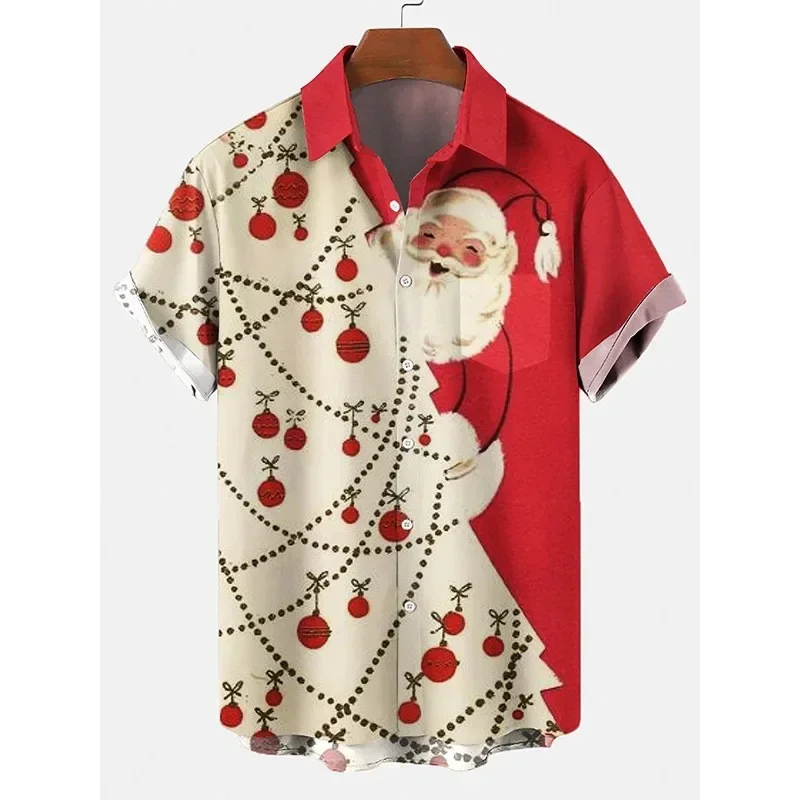 Charming Christmas pattern neutral short sleeved shirt, bringing you a comfortable wearing experience