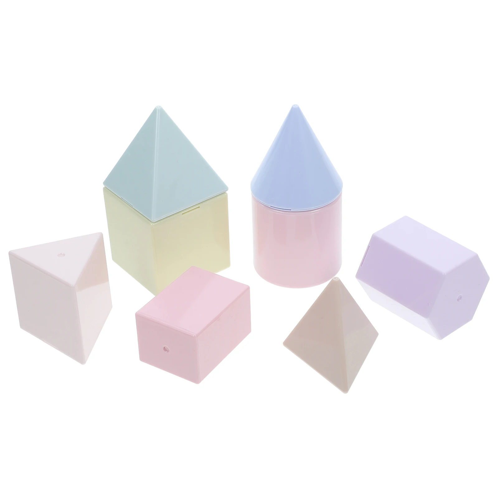 8pcs Geometry Learning Tools Transparent 3D Shapes Classroom Manipulatives Kids Light Table Toys Plastic Box Geometric Solids