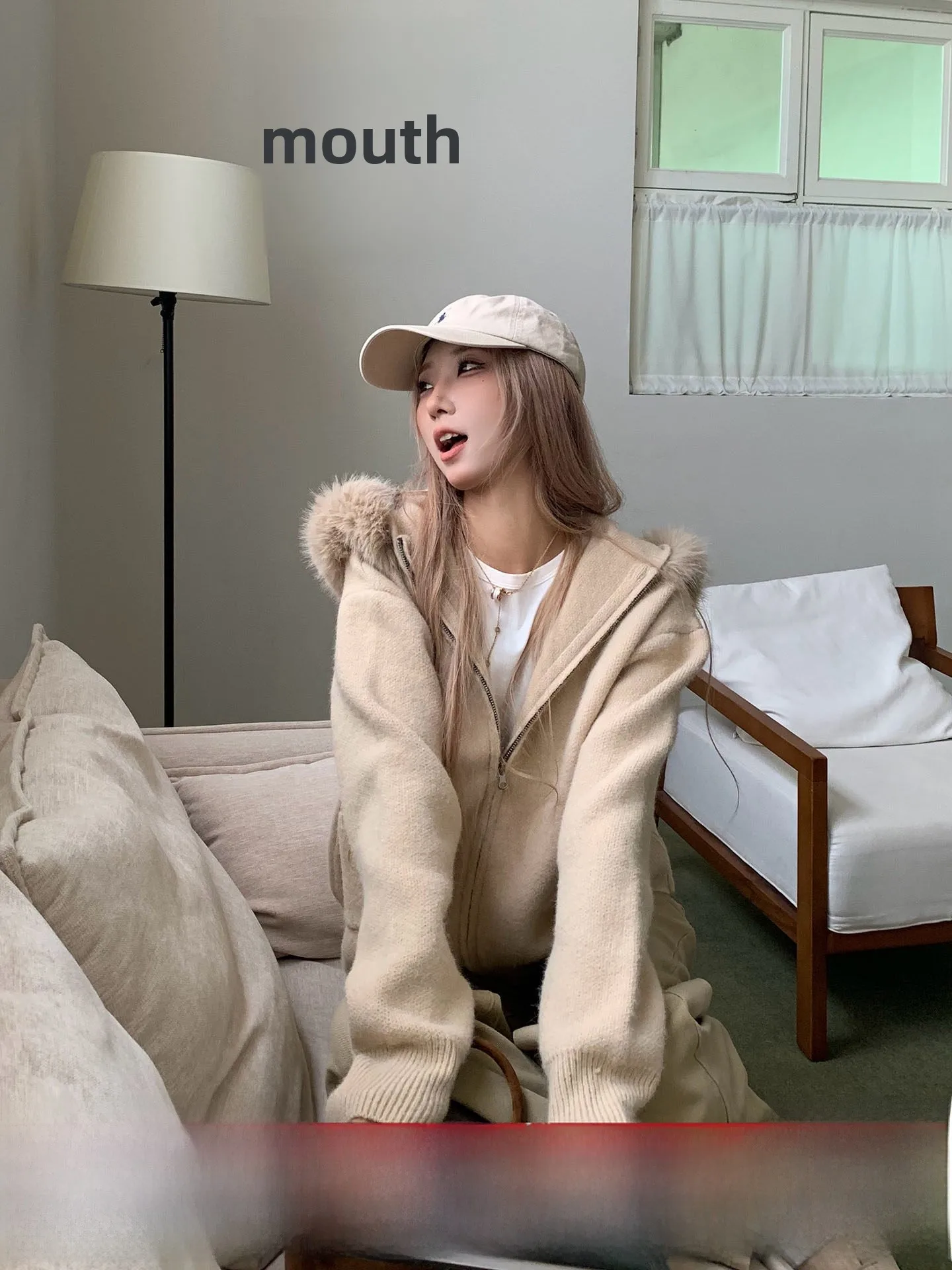 

Корейский женский вязаный кардиган с большим меховым воротником, мягкий, объемный, универсальный, весенний, в стиле lazy style, стройнящий силуэт