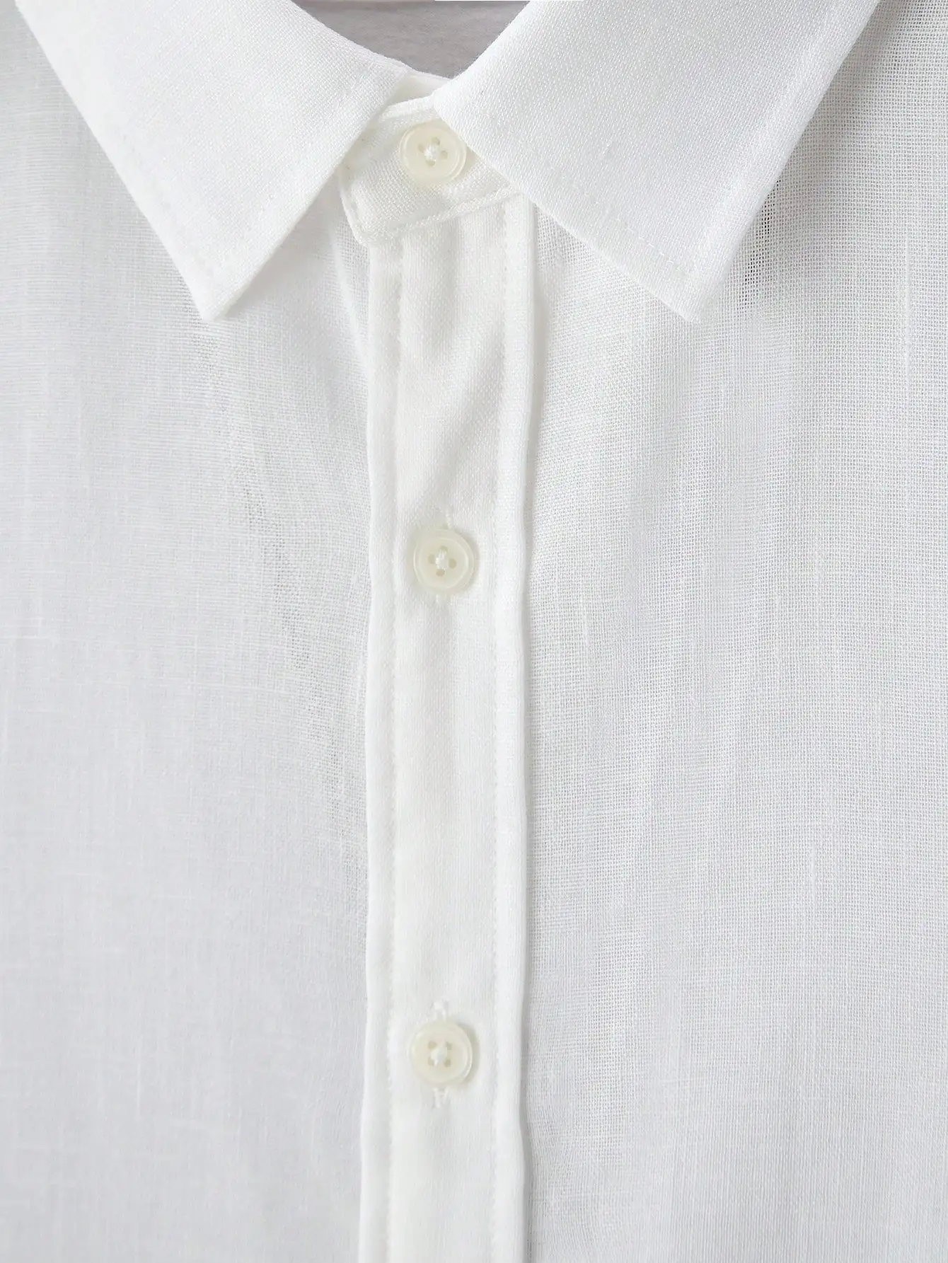 

Мужская белая льняная рубашка с длинным рукавом на пуговицах, повседневная, однотонная