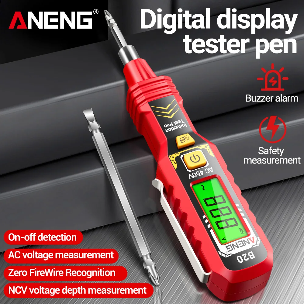 ANENG B20 Voltage Double Head Screwdriver Detector LED Light Insulated Handle Tester Pen Dual-use Repair Slotted Phillips Test