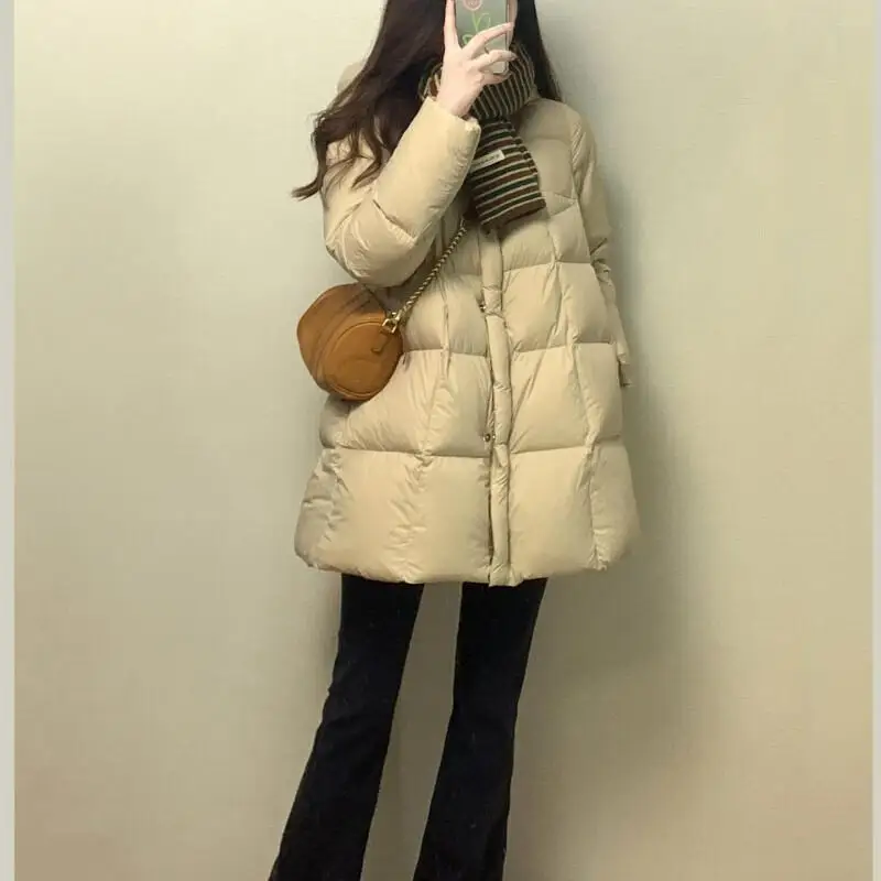 

Women's Mid-Length Thickened female 2025 Cotton Jacket Korean Style Winter Outerwear Comfortable Casual Pure Color Bread Jacket
