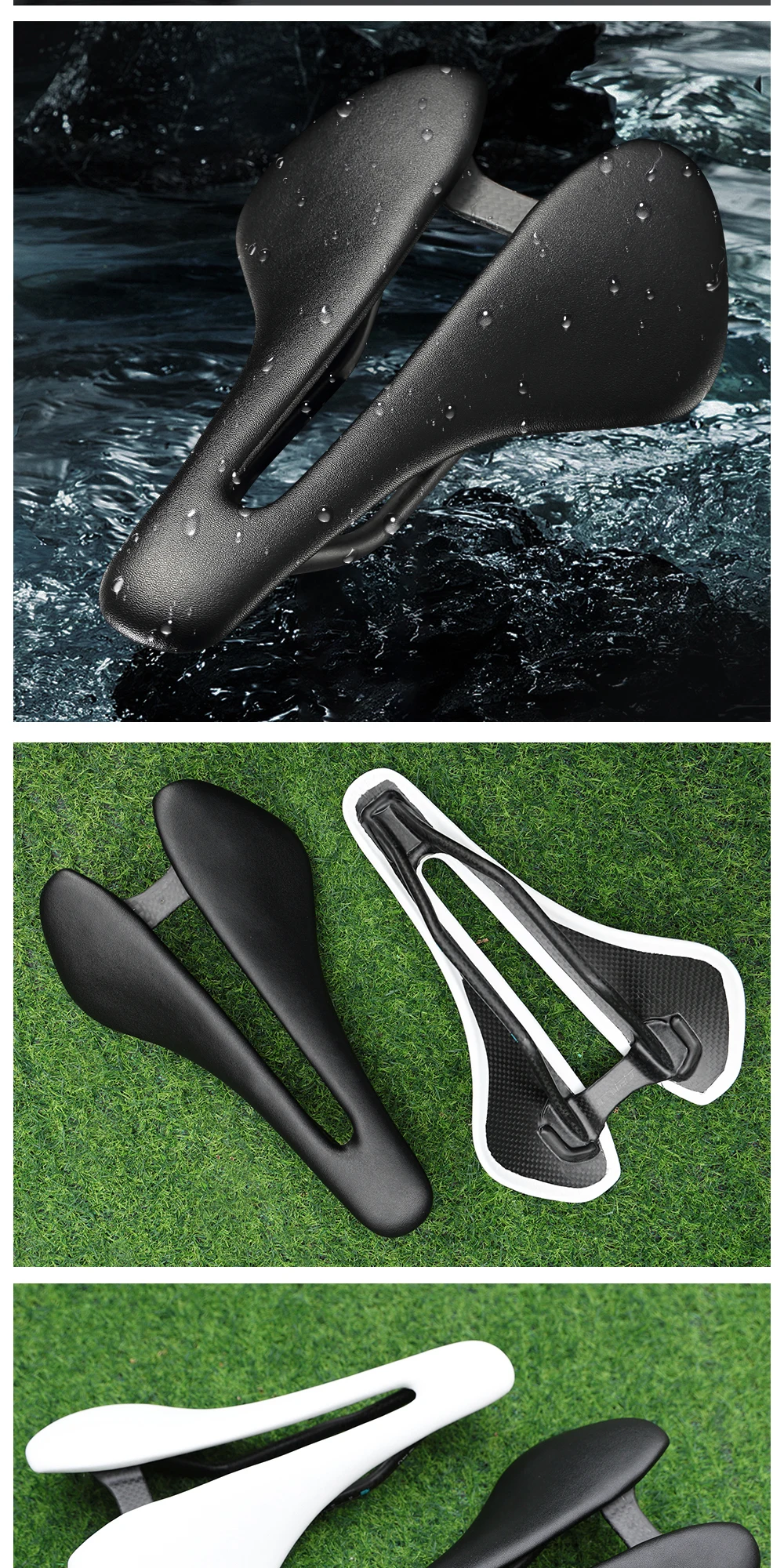 RYET Vollcarbon-Fahrradsattel, ultraleicht, 81 g/87 g, Lederoberteil, 7 x 9 mm, Carbon-Schienen, 143/155 mm, für Rennrad, MTB, Kies, Fahrradzubehör – Detail 11