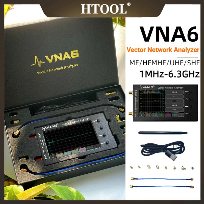 VNA6 Handheld Vector Network Analyzer 1MHz-6.3GHz S11/S21 SWR Smith Chart Cable DTF TDR WiFi/BT/GPS Tuning 4