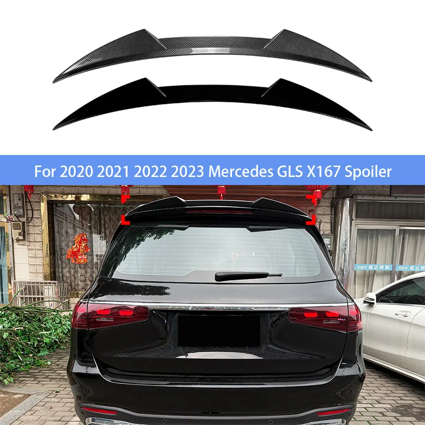 

For Mercedes Benz GLS X167 2020-2023 ABS Plastic Car Rear Trunk Lid Roof Spoiler Wings Body Kit Exterior Accessories Part