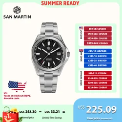 San Martin 39mm Men Dress Watch Self-Wind Mechanical 3H Date New On The Fly Adjust Clasp BGW-X1 Lume Hombre Reloj SN0129C-2/3