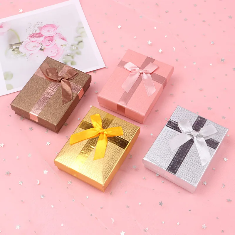 12PCS Heaven and Earth Cover Jewelry Box Bow Necklace Earrings Earrings Jewelry Storage Box Packaging Display Small Gift Box