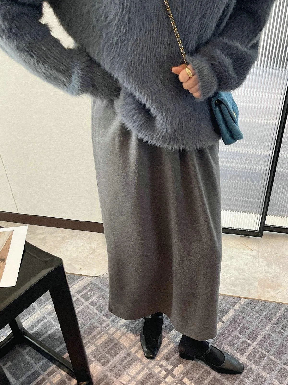 

Женская юбка-миди JINGONI А-силуэта с высокой талией, облегающая, на резинке, универсальная, из смесовой шерсти, осень-зима, новая, свободного кроя