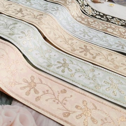 10 Yards 50MM 2 Inch Korean Golden Silk Floral Jacquard Embroidery Ribbon Garment Hair Accessories Decorative Accessories Lace
