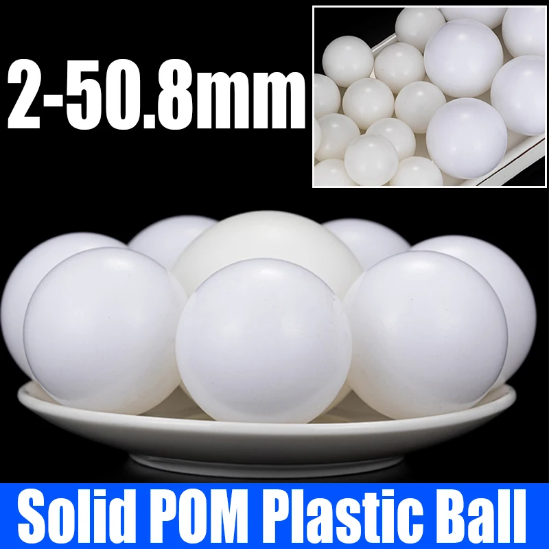 1-100 pezzi di precisione solido POM sfera di plastica poliossimetilene plastica perlina di rotolamento bianco cuscinetto di precisione sfera Dia 2mm-50.8mm