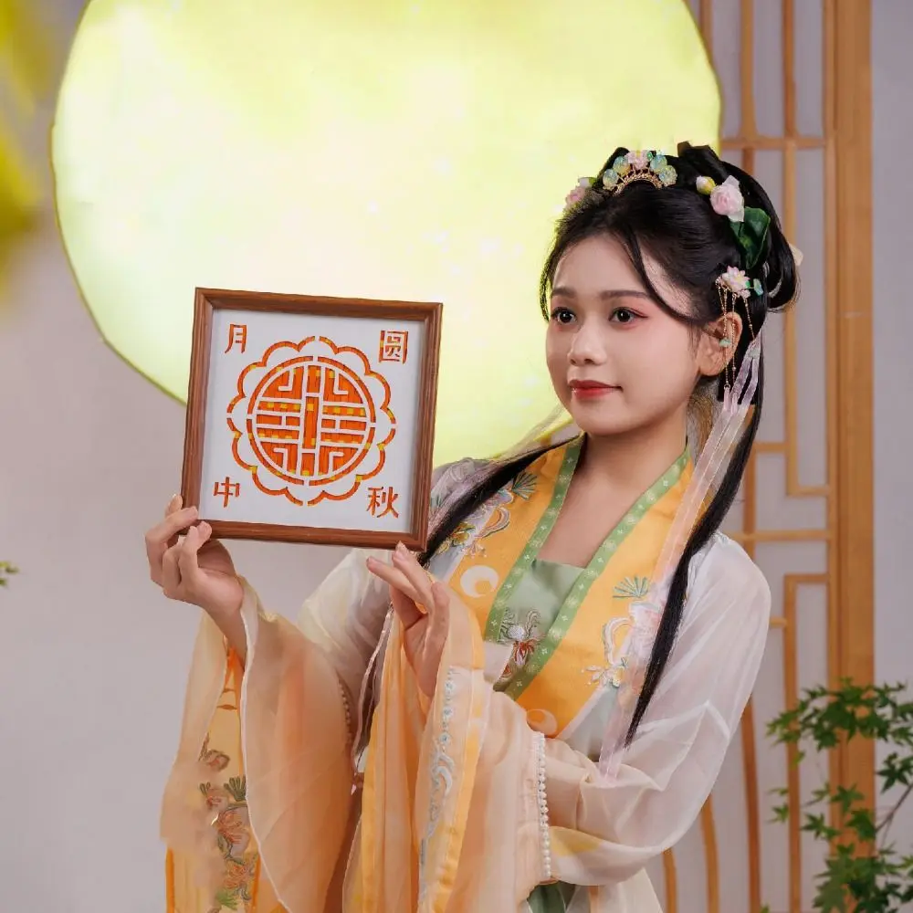 Retro Mid-Autumn Festival Gift DIY Handmade Mid-Autumn Festival Bamboo Painting Material Kit Weaving Artwork
