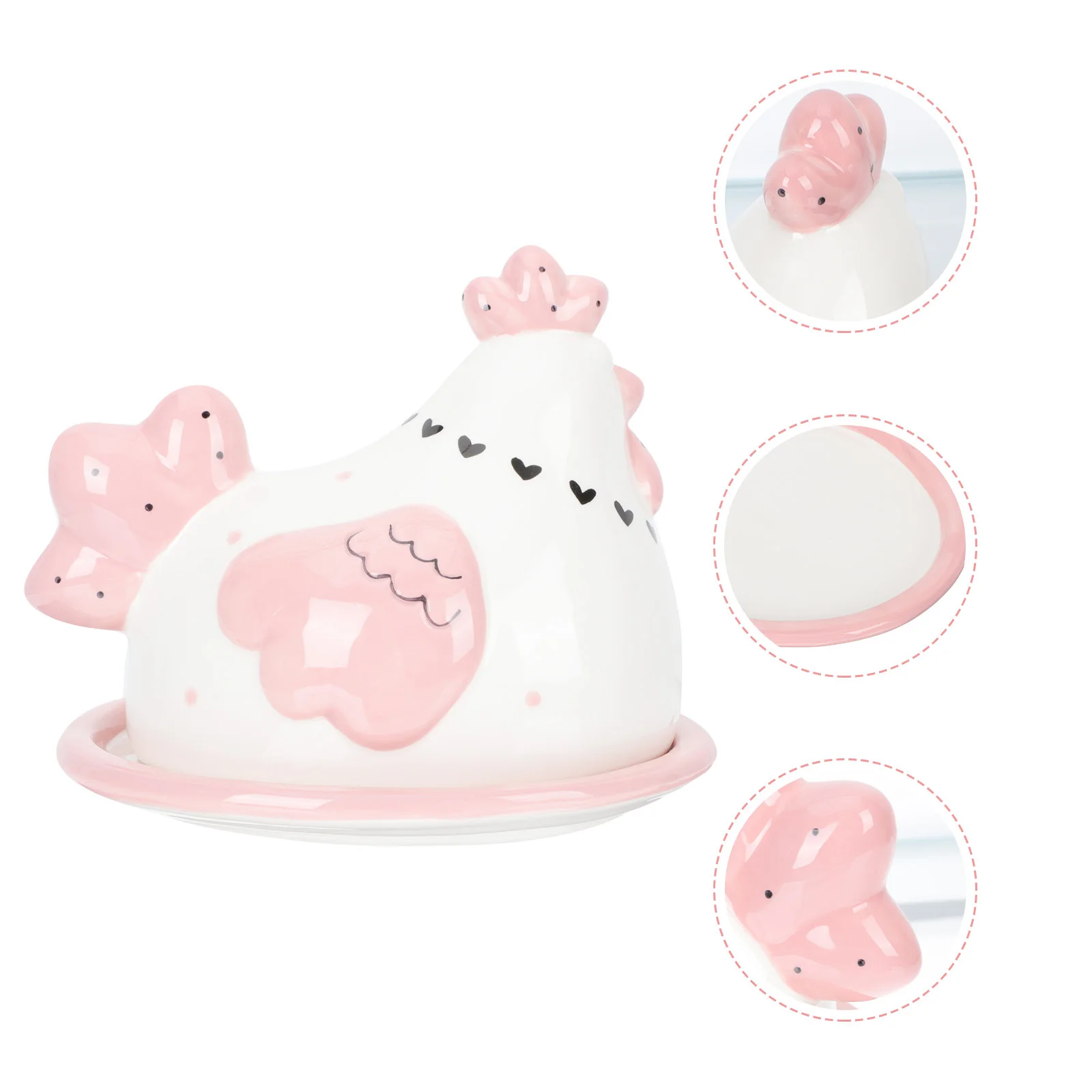 

Chick Small Storage Container Dish for Food Embossed Holder with Lid Unique Chicken Themed