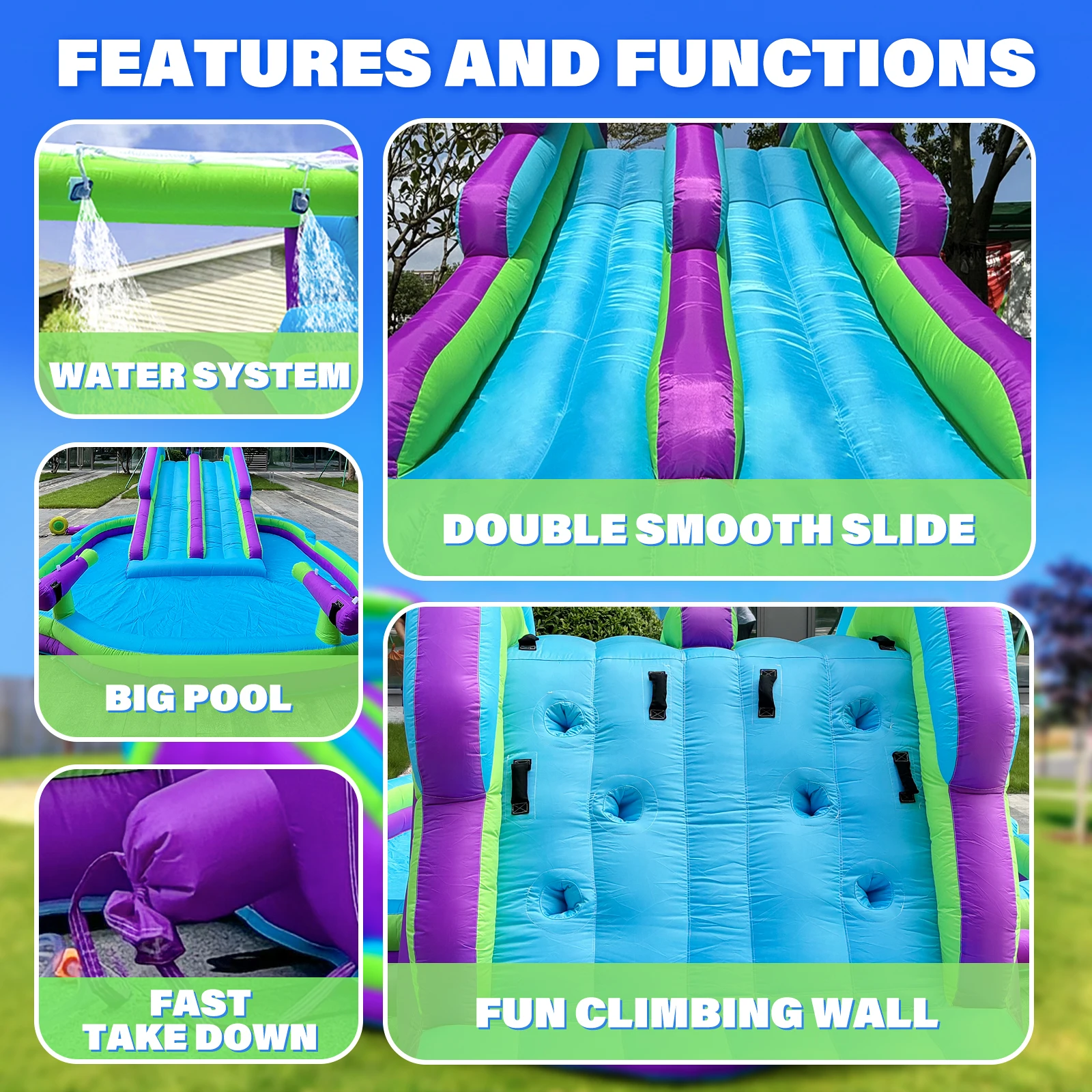 Opblaasbare dubbele waterglijb - Kids Outdoor Inflatable Water Slide recensie en prijs
