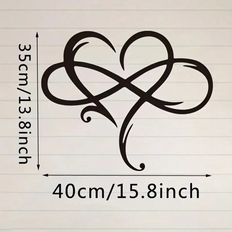 Infinity Heart Metal Wall Decor, Endless Love Black Heart-Shaped Art for Living Room Bedroom