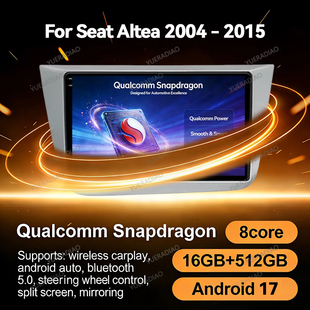 Android 17 Car Radio For Seat Altea XL Toledo 3 2004 - 2015 Qualcomm GPS NAVI BT Multimedia Stereo Video Player Head Unit 2DIN