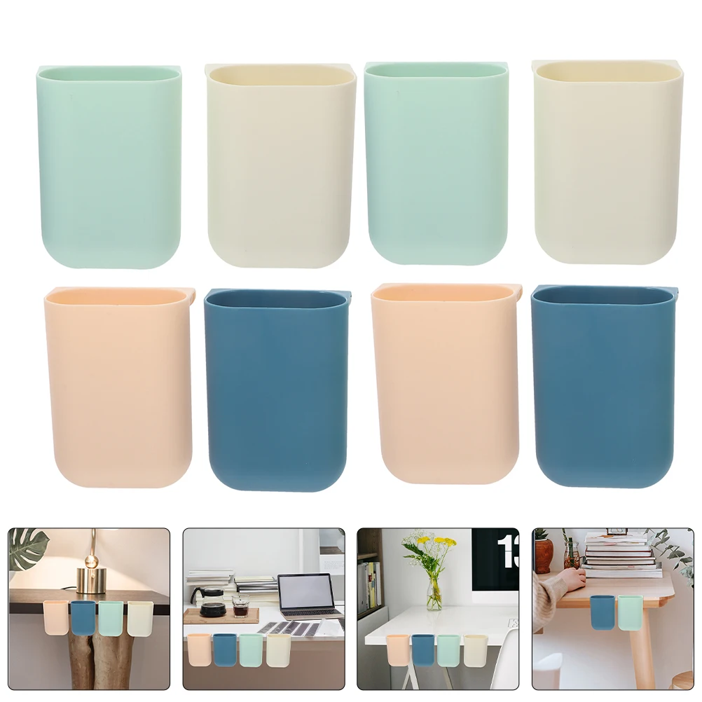 

8 pcs Desktop Storage Box Multifunctional Office Organizer Hanging Cup Bucket Rolling Cart Pen Holder Plastic Basket