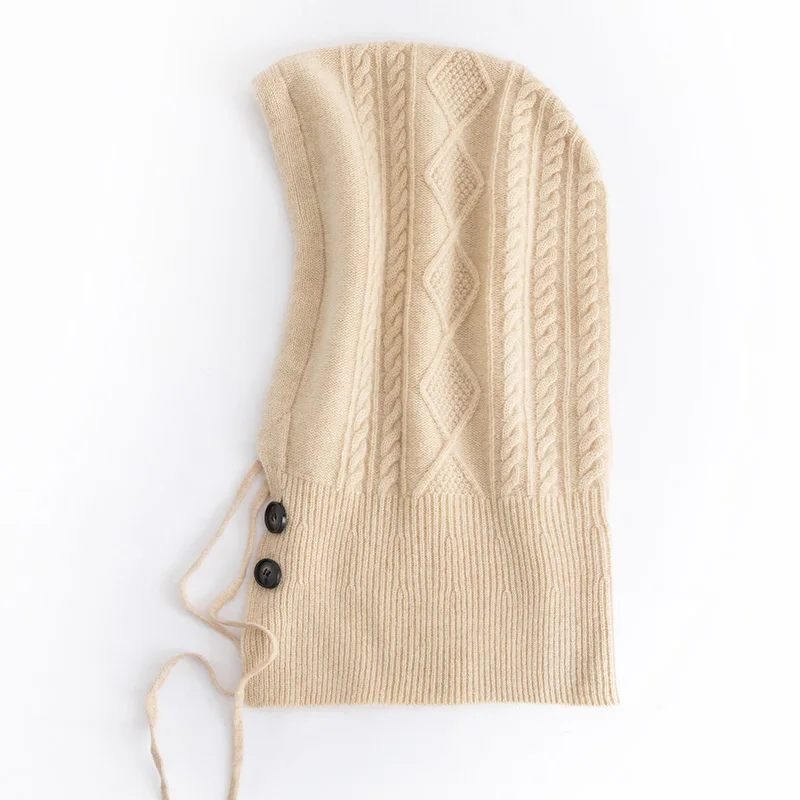 

Ladies' knitted 100% cashmere pullover hat, high-end warm autumn and winter 5-color new product FRSEUCAG women's cashmere hat
