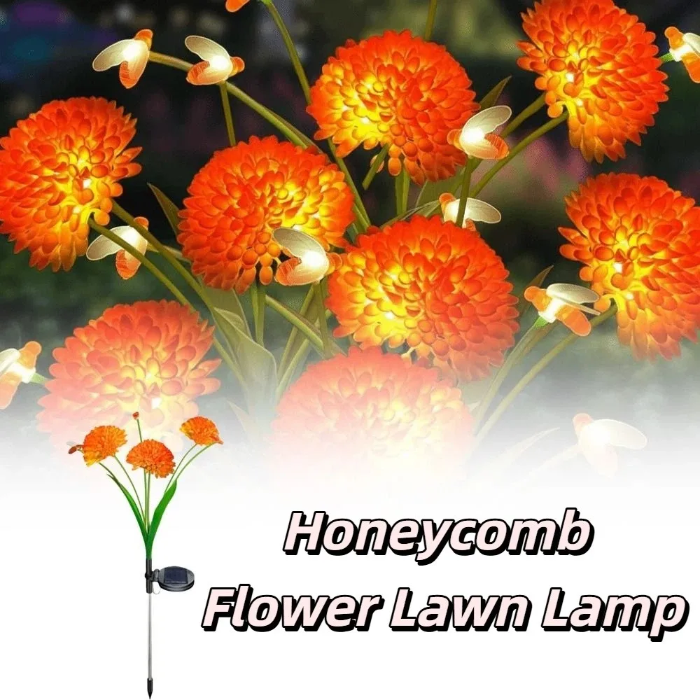 

Waterproof Solar Powered Garden Lamp Bright Orange With Flowers Honeycomb Garden Lamp Wobbling Design Solar Powered